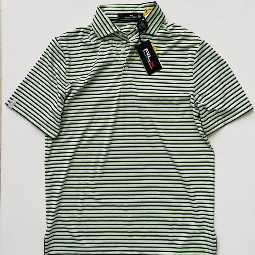 Rlx Ralph Lauren Wicking Uv Striped Polo Shirt